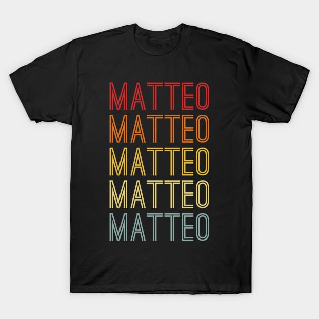 Matteo Name Vintage Retro Pattern T-Shirt by CoolDesignsDz